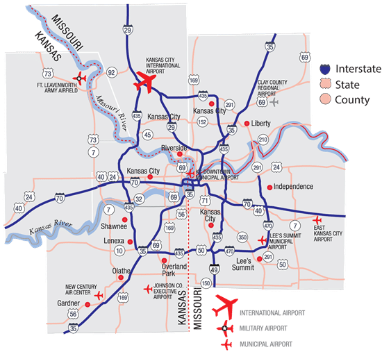 Kansas City Interstate Map Getting Around Kansas City - Group O'dell